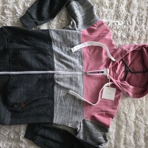 Pink And Grey Hoodie Jacket